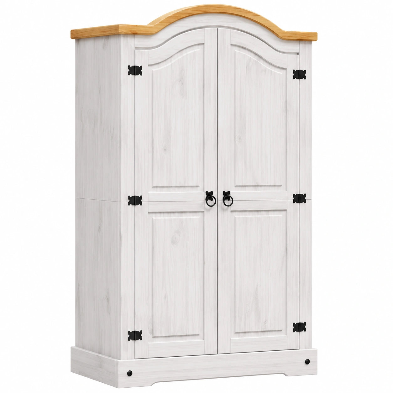 Armoire en Bois de Pin Massif Blanche 102x52x186 cm avec Rangement