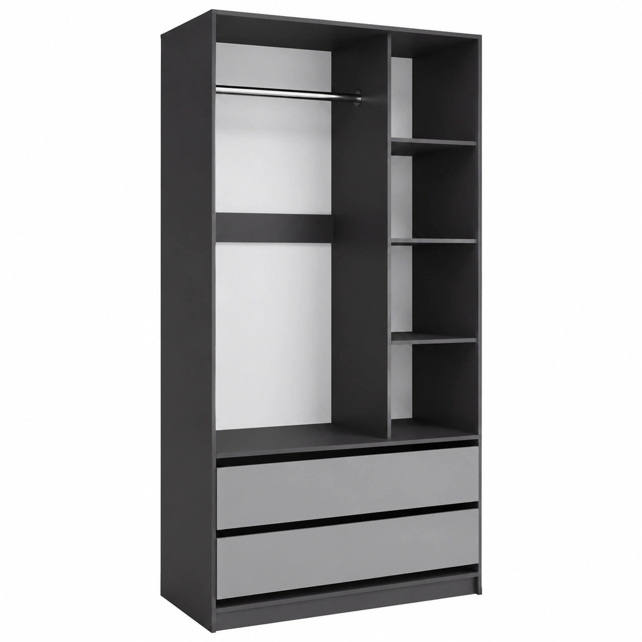 Armoire ¨¤ v¨ºtements anthracite avec tiroirs 100x200cm