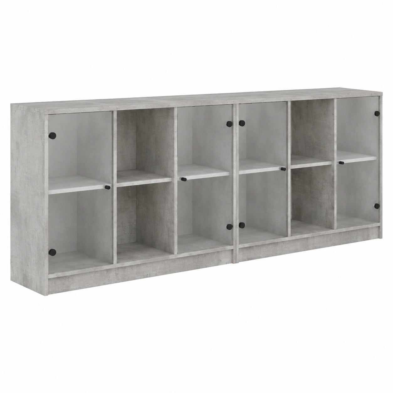 Grande biblioth¨¨que avec portes en gris b¨¦ton 204x37x75 cm