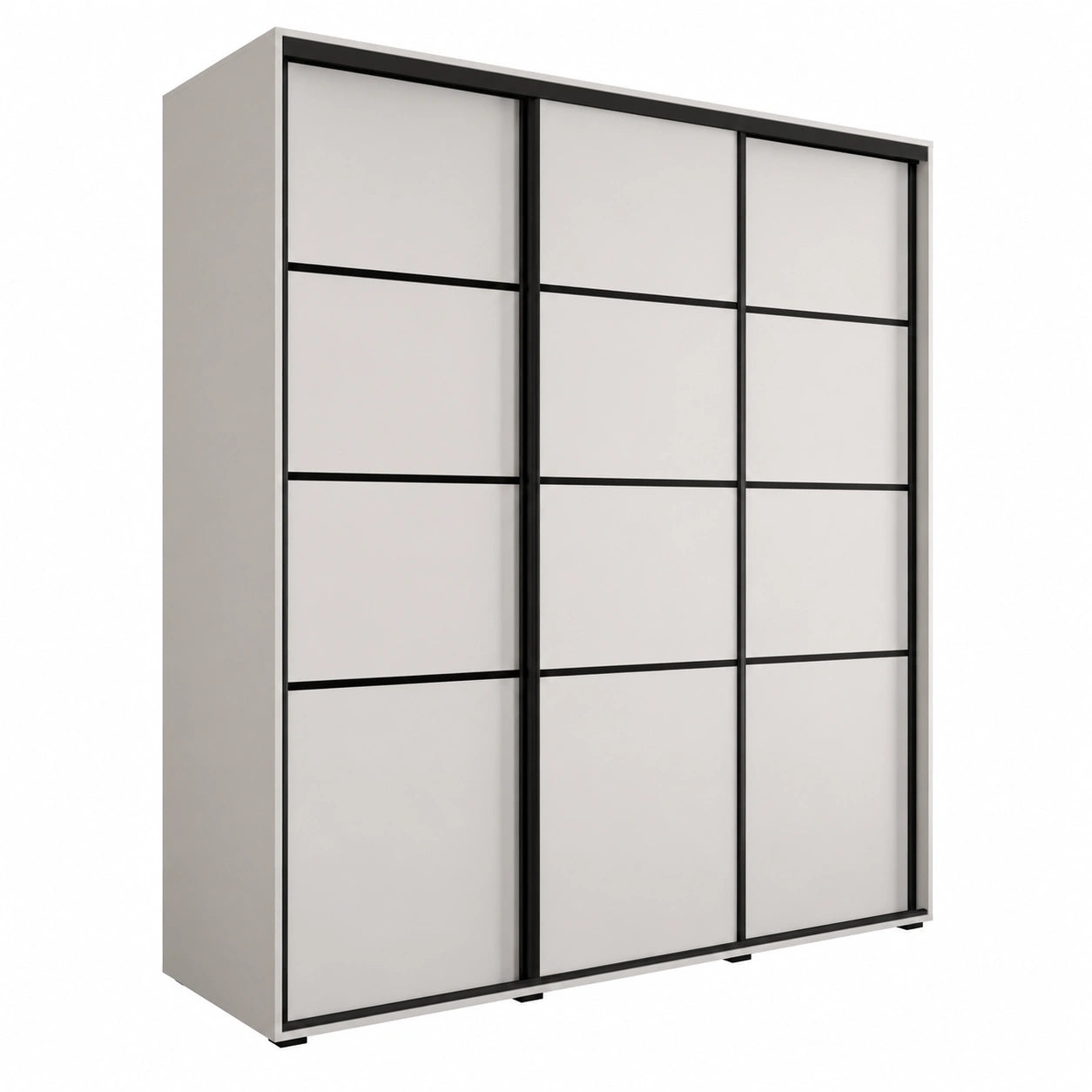 Armoire Moderne ¨¤ Trois Portes Coulissantes avec Tringle et ¨¦tag¨¨res pour Chambre