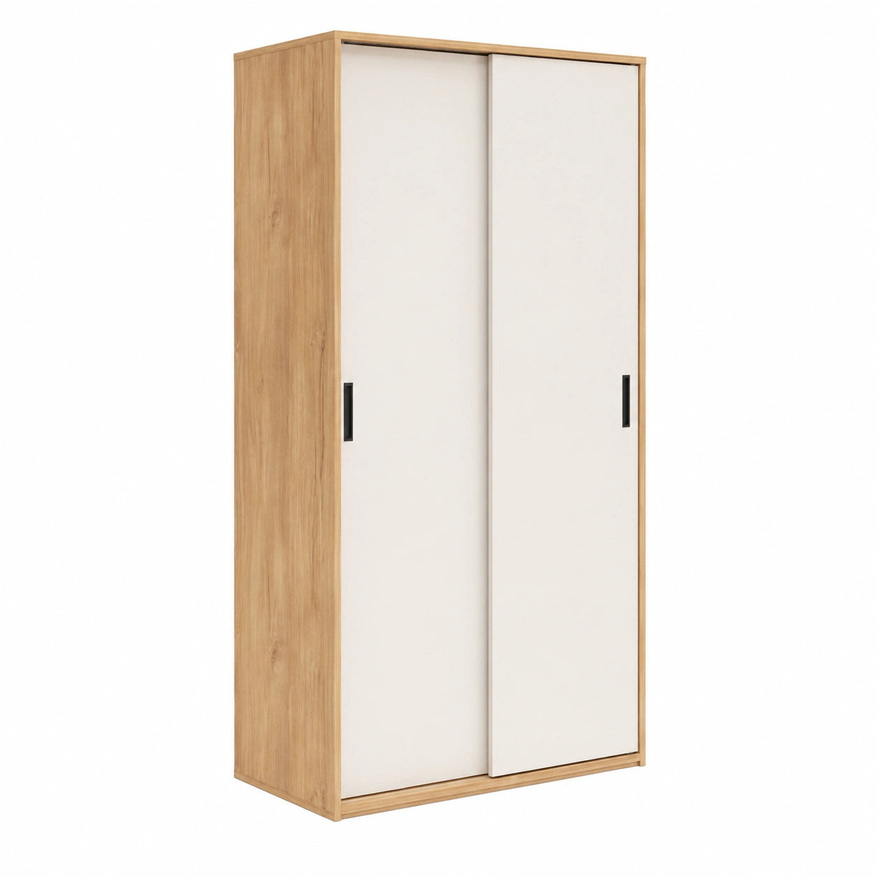 Armoire coulissante beige moderne avec ¨¦tag¨¨res et barre de suspension