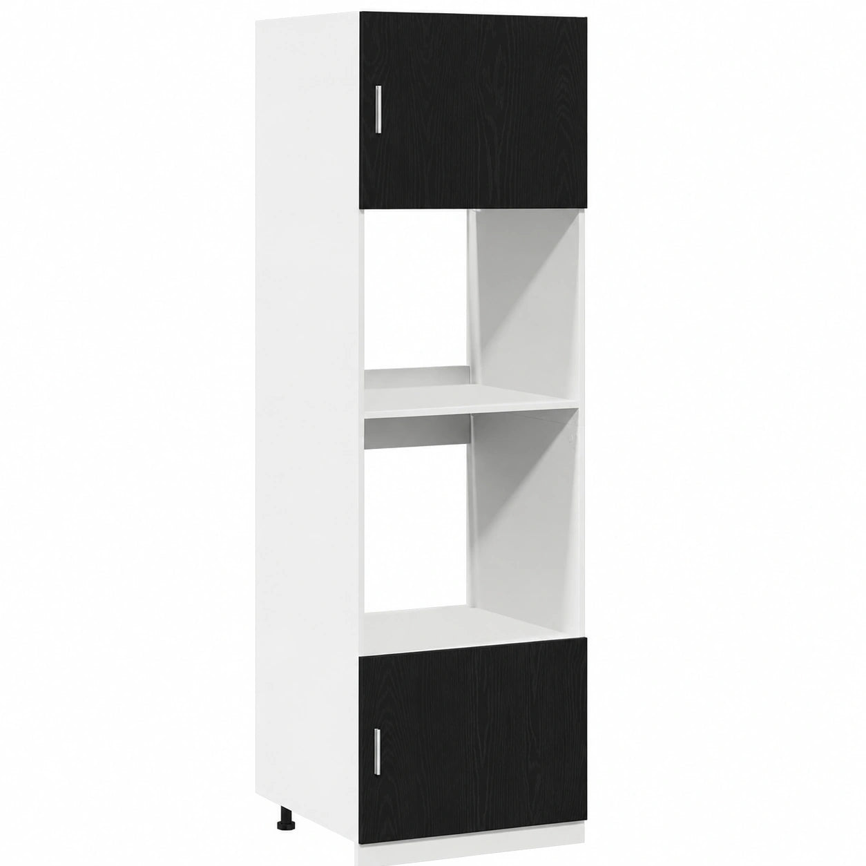 Meuble de rangement cuisine avec espace micro-ondes, 3 ¨¦tag¨¨res, ch¨ºne noir
