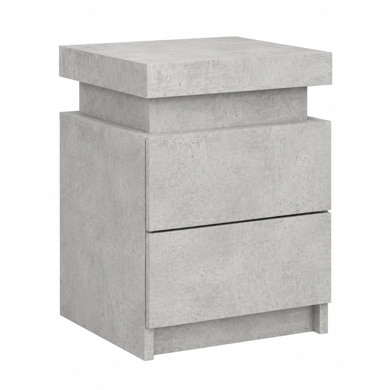 Tables de chevet modernes avec lumi¨¨res LED et rangement, finition b¨¦ton gris