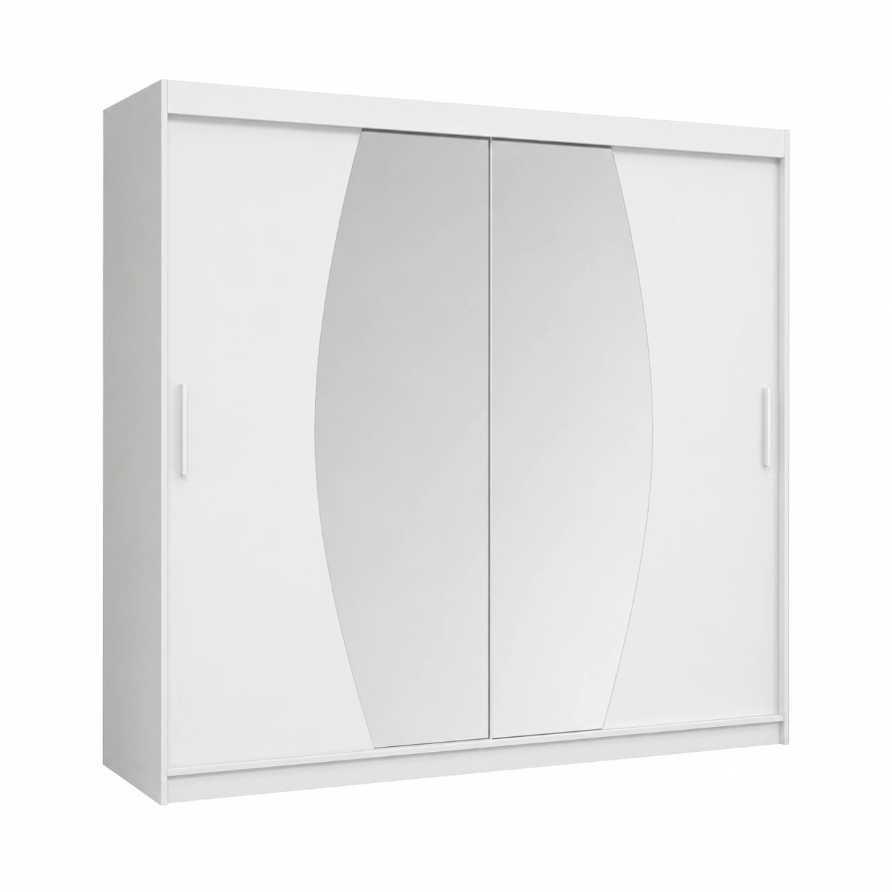 Armoire ¨¤ deux portes coulissantes avec miroir et ¨¦tag¨¨res - Moderne - 200 x 200 x 62 cm - Blanc mat