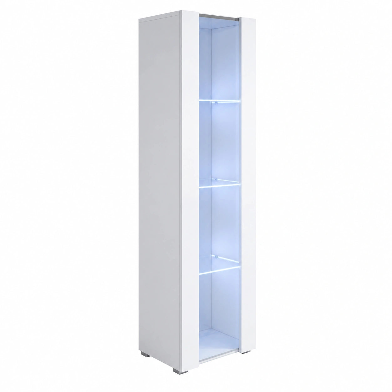 Vitrine Moderne avec LED pour Salon ou Salle ¨¤ Manger, Blanc Brillant