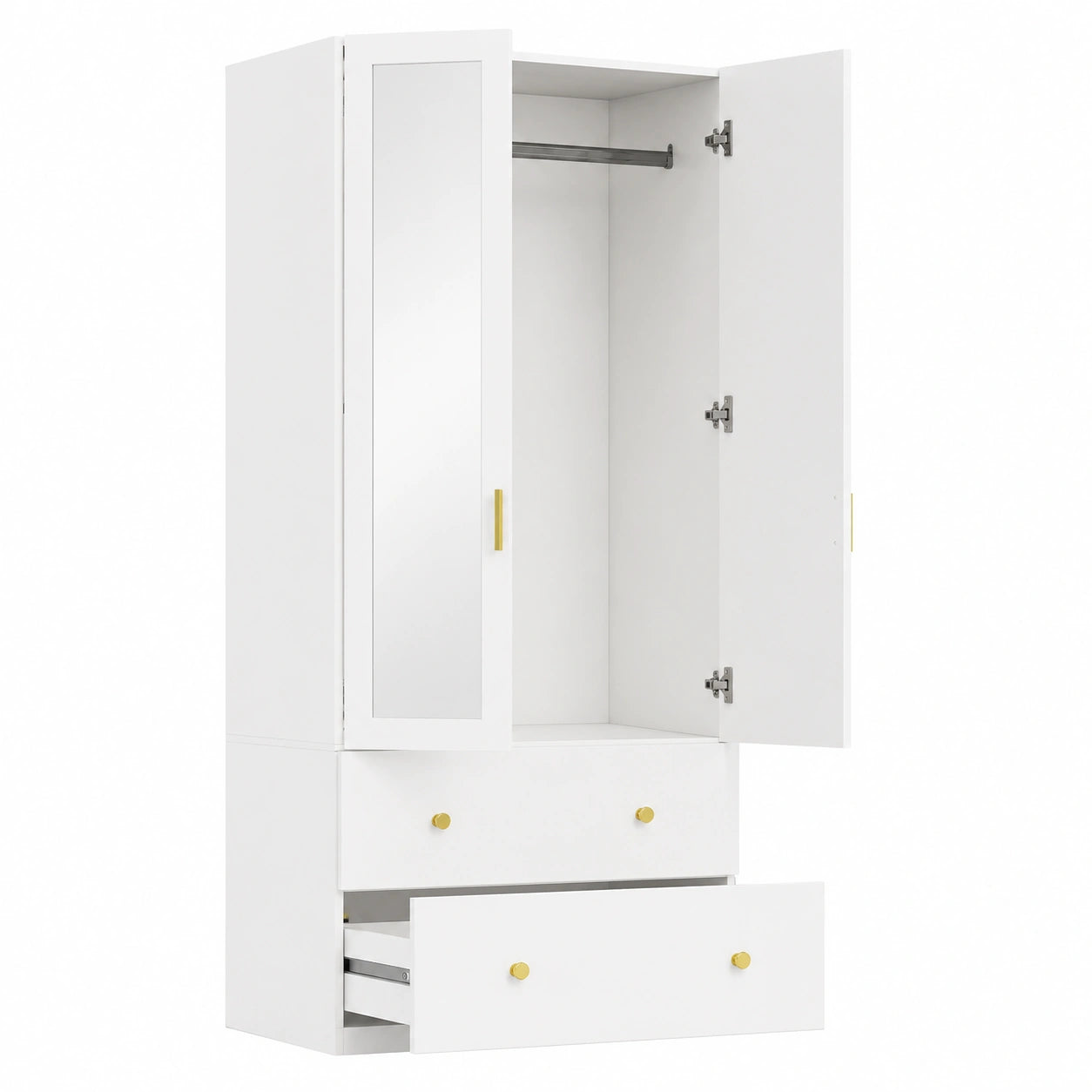 Armoire moderne avec miroir et tiroirs, penderie spacieuse 80x50x180 cm