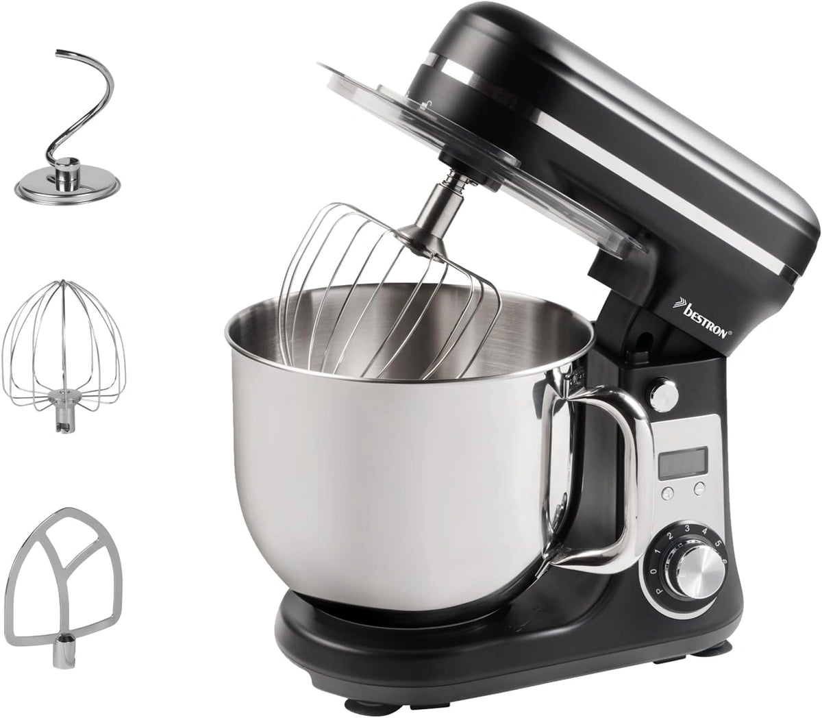 Bestron, Robot de cuisine, 6 litres, fonctionnement silencieux, Noir