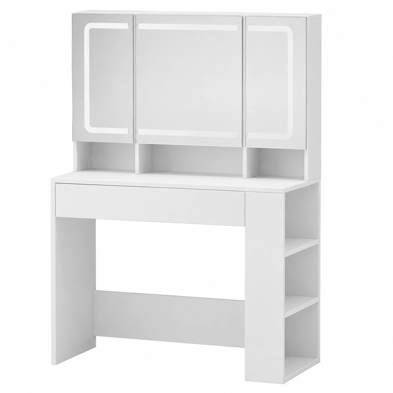 Coiffeuse moderne avec miroir LED et rangement int¨¦gr¨¦