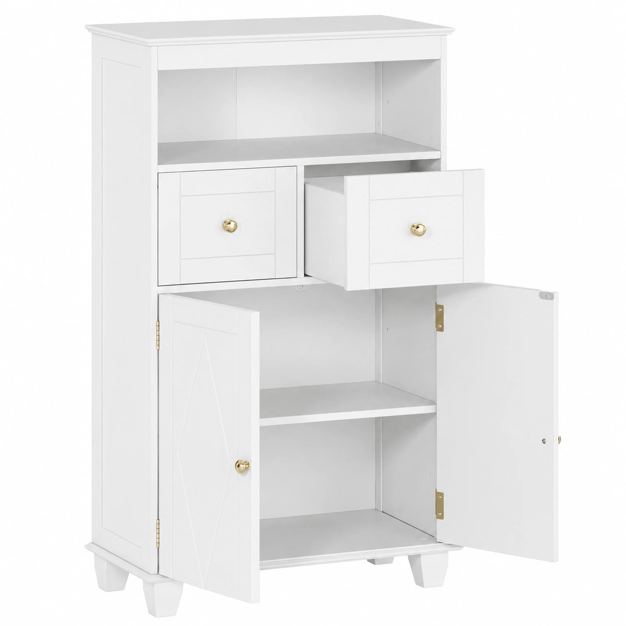 Armoire de Salle de Bain avec Rangement et Compartiment Ouvert