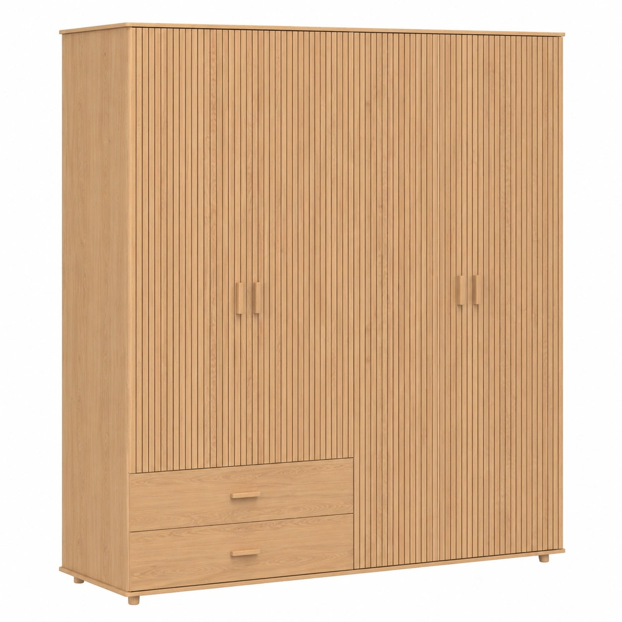 Armoire multifonction 4 portes ch¨ºne avec penderie et ¨¦tag¨¨res