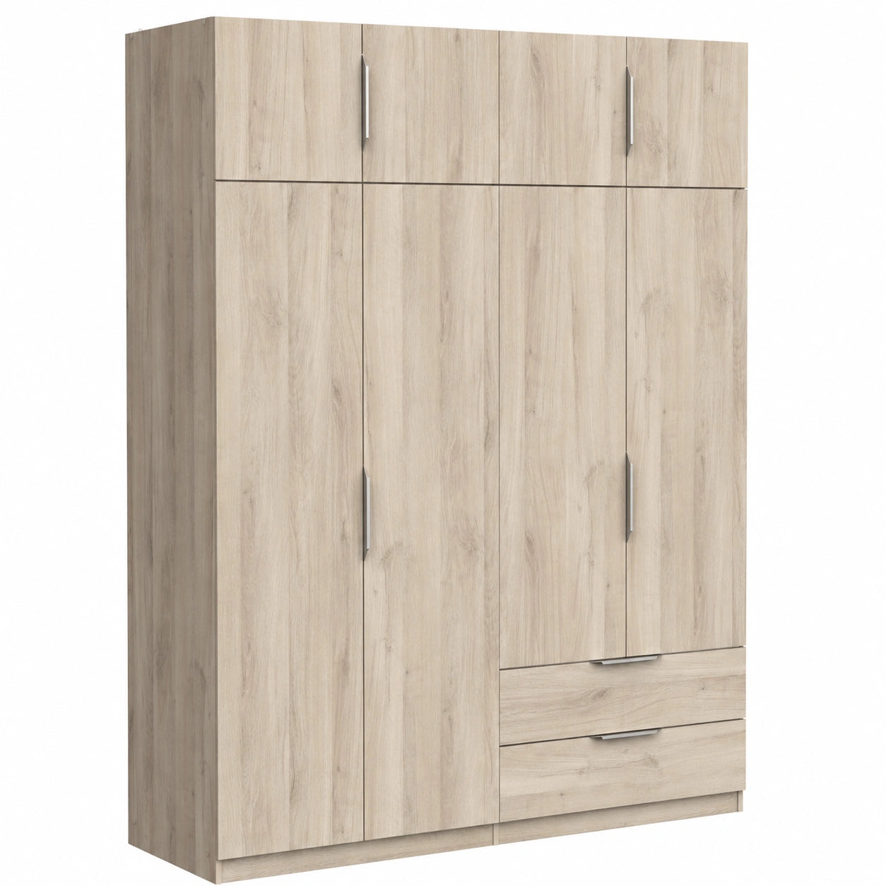Armoire moderne avec penderie, 8 portes, 5 ¨¦tag¨¨res, 2 tiroirs, ch¨ºne Kronberg