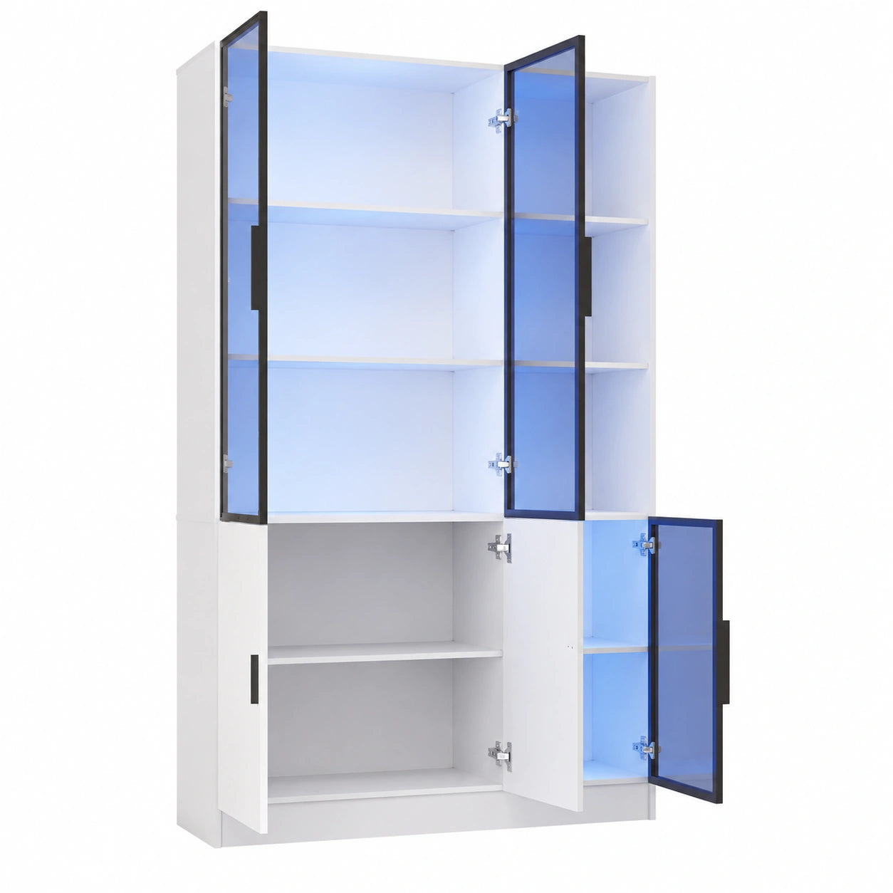Armoire de Rangement en Verre avec ¨¦clairage LED et Portes en Aluminium