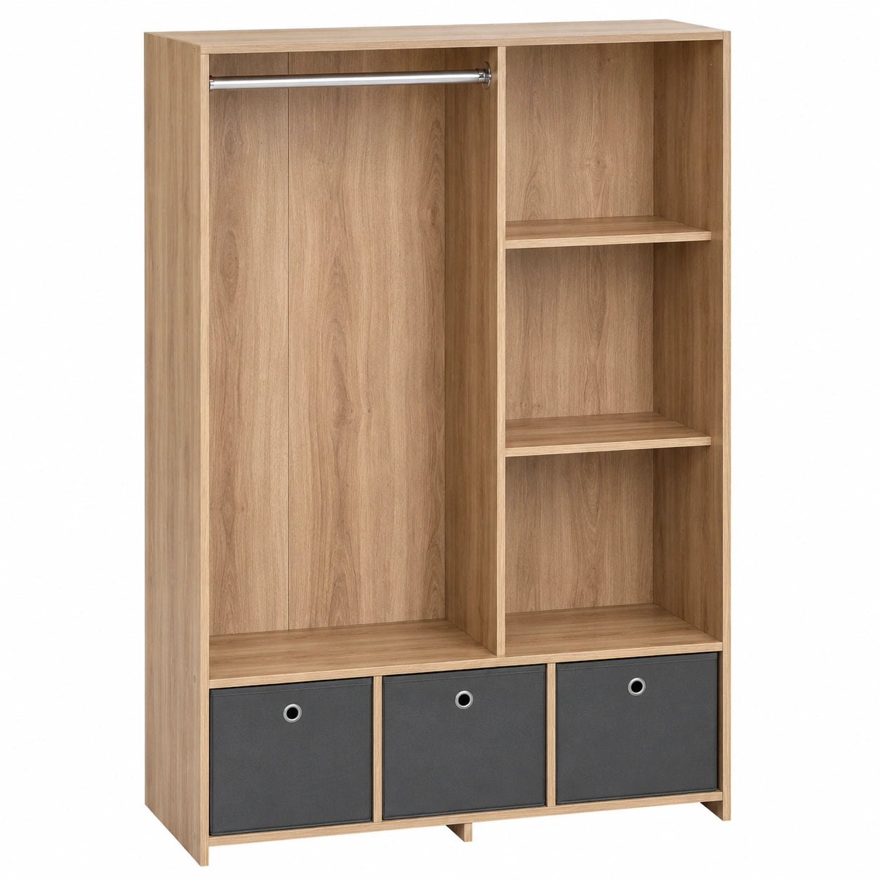Armoire penderie avec rideau et tiroirs amovibles
