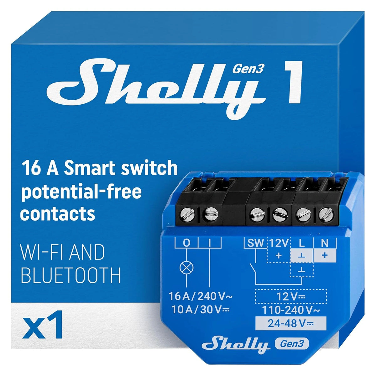 Shelly, Appareil électrique, 16A, Wi-Fi, connecté