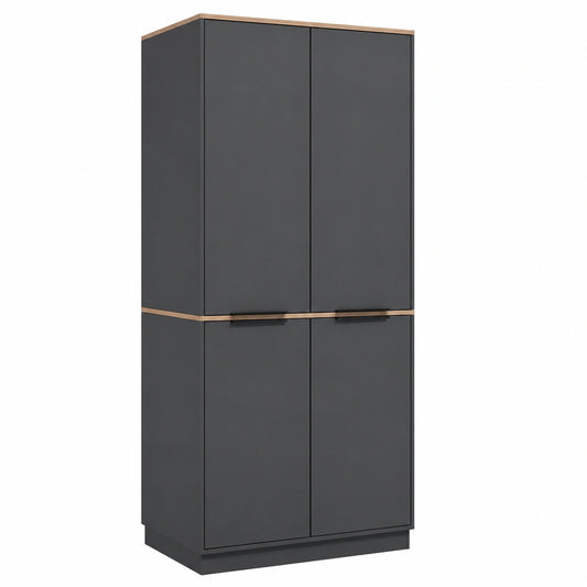 Armoire de Rangement Anthracite/Sonoma, 82x179cm avec 4 Portes pour V¨ºtements