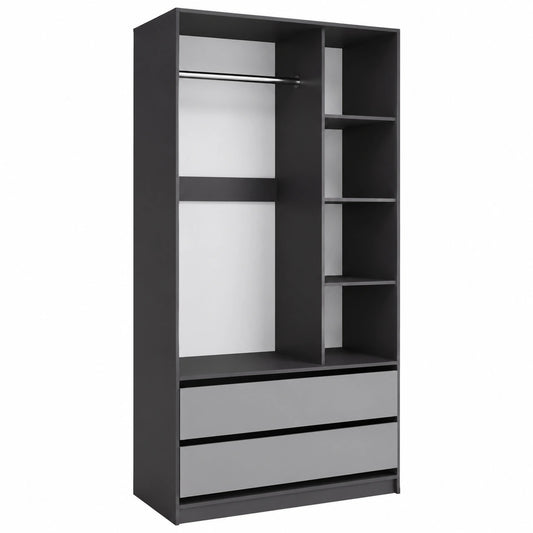 Armoire ¨¤ v¨ºtements anthracite avec tiroirs 100x200cm