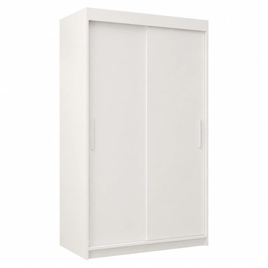 Armoire moderne ¨¤ deux portes coulissantes avec tringle et ¨¦tag¨¨res, blanc mat, 100 x 200 x 62 cm