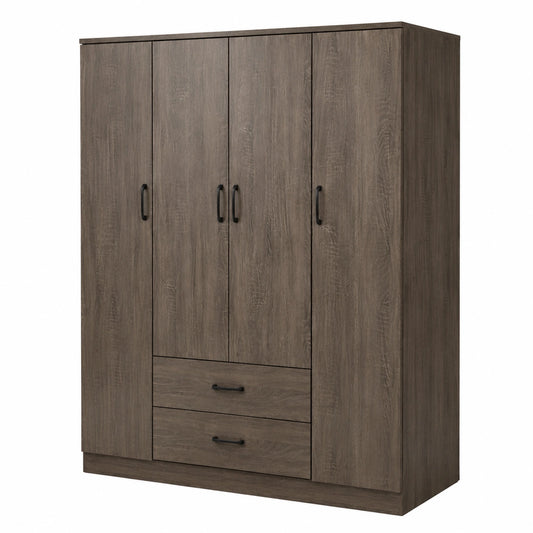 Armoire 4 Portes avec Penderie et Rangement