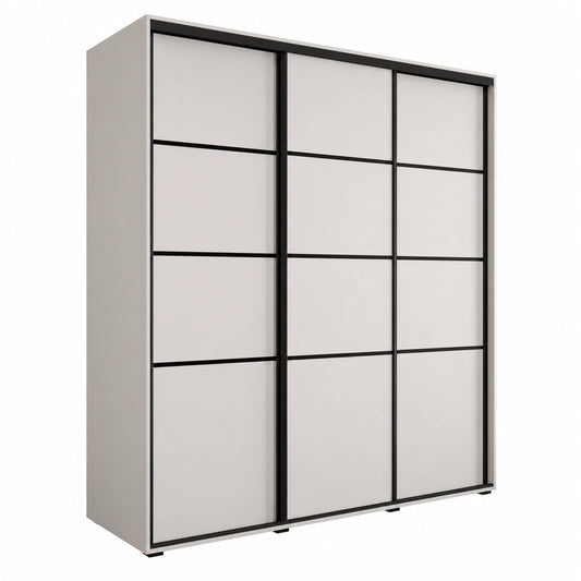 Armoire Moderne ¨¤ Trois Portes Coulissantes avec Tringle et ¨¦tag¨¨res pour Chambre