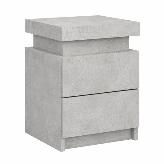 Tables de chevet modernes avec lumi¨¨res LED et rangement, finition b¨¦ton gris