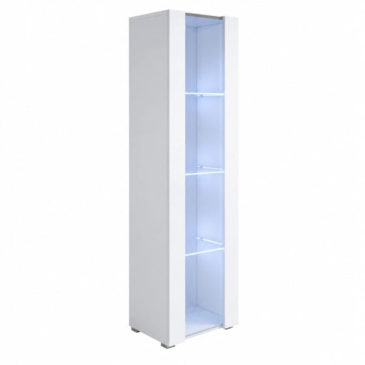 Vitrine Moderne avec LED pour Salon ou Salle ¨¤ Manger, Blanc Brillant