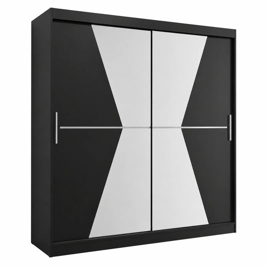 Armoire ¨¤ portes coulissantes avec miroir et ¨¦tag¨¨res int¨¦gr¨¦es pour chambre