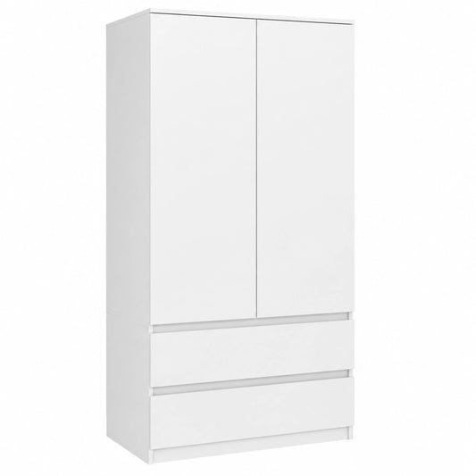 Armoire de Chambre avec Tiroirs et Penderie, Meuble de Rangement Blanc 180x90x50 cm
