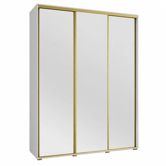 Grande armoire moderne ¨¤ portes coulissantes avec miroir et ¨¦tag¨¨res pour chambre