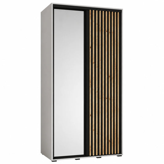 Armoire Moderne ¨¤ Portes Coulissantes avec Miroir et ¨¦tag¨¨res