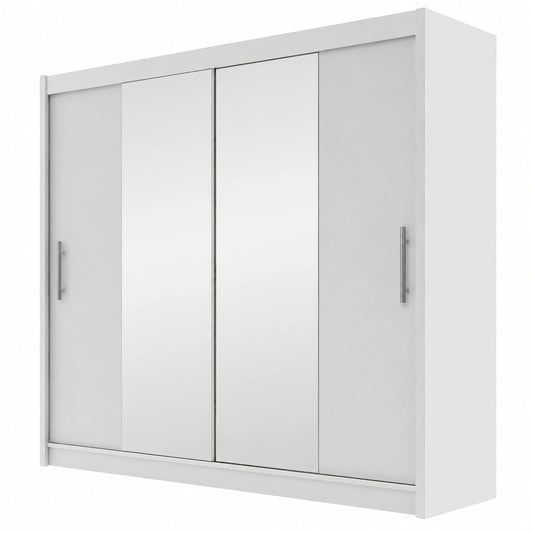 Armoire moderne ¨¤ portes coulissantes avec miroir, blanche, 180 x 215 x 58 cm