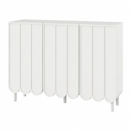 Armoire moderne avec portes ondul¨¦es et ¨¦tag¨¨res r¨¦glables, dimensions 120 x 35 x 80 cm, id¨¦ale pour le salon