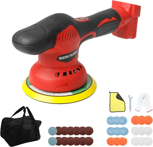 Polisseuse, Batterie, 18 V, 6 pouces, sans fil, Rouge