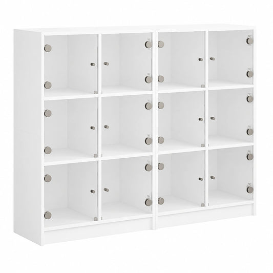 Biblioth¨¨que avec portes blanches en bois d'ing¨¦nierie 136x37x109 cm