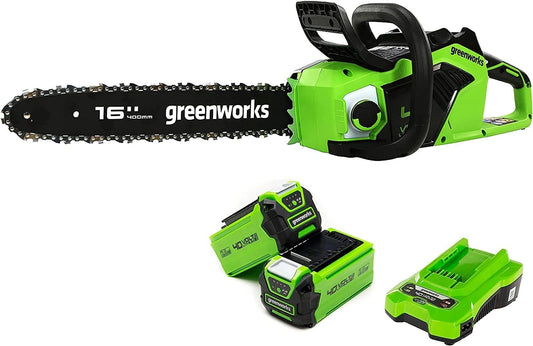 Greenworks, Tronçonneuse électrique, GD40CS18K2X, 40V, 16 Pouces
