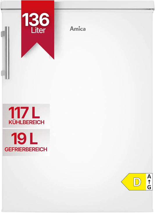 Amica, Réfrigérateur, 136 L, 15915 W, fonctionnement automatique, Blanc