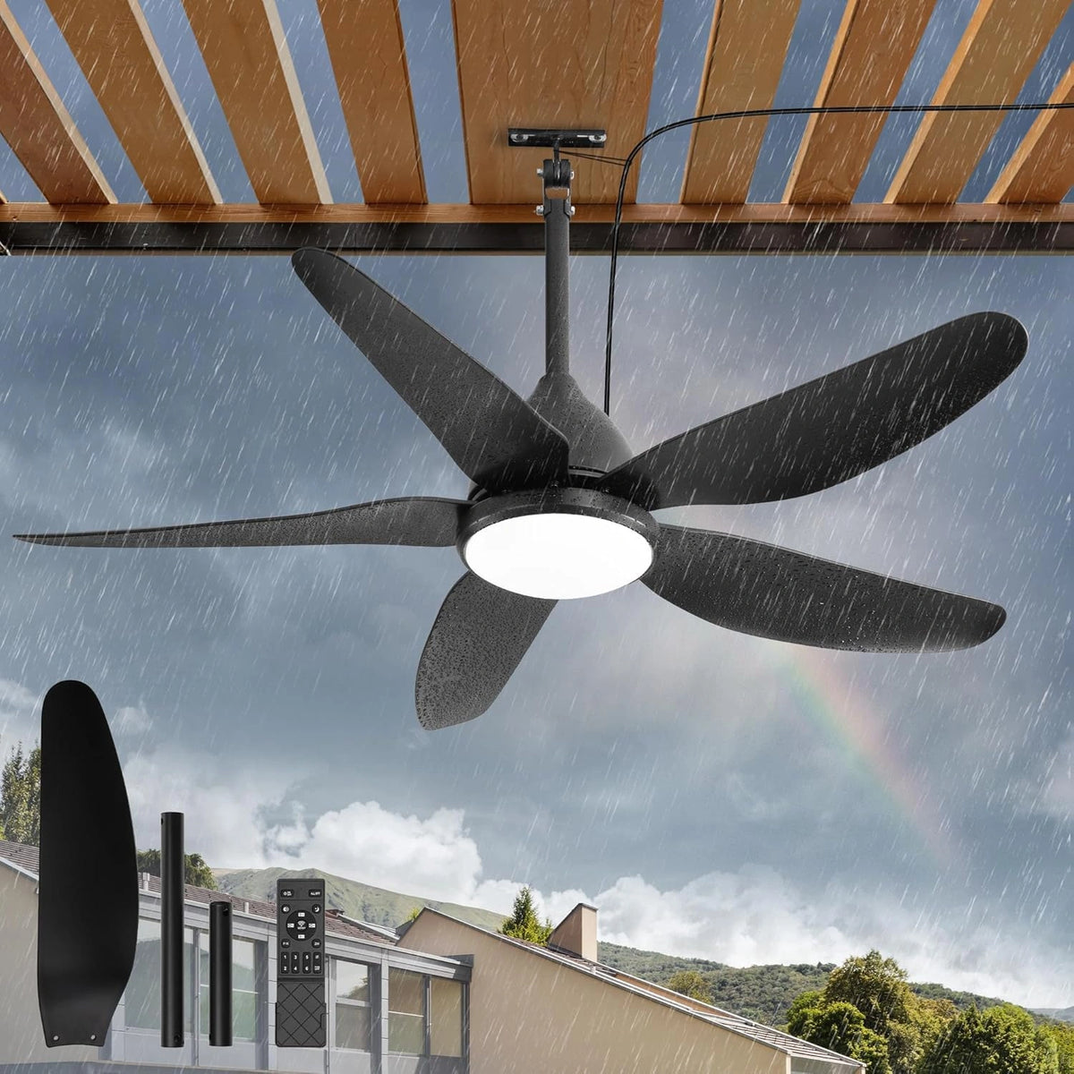 IP65, Ventilateur, avec télécommande, fonctionnement silencieux, Noir