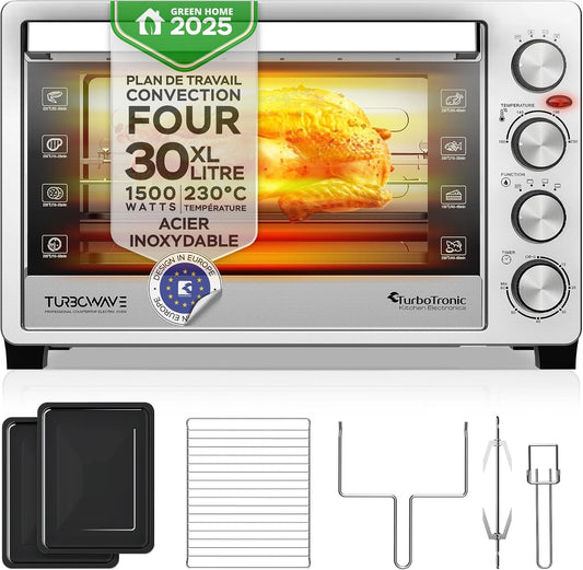TurboTronic, Four électrique, EVS30, 30 L, 1500 W, Argenté